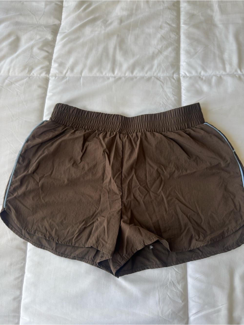 Women's Brown Elastic Waist Athletic Shorts